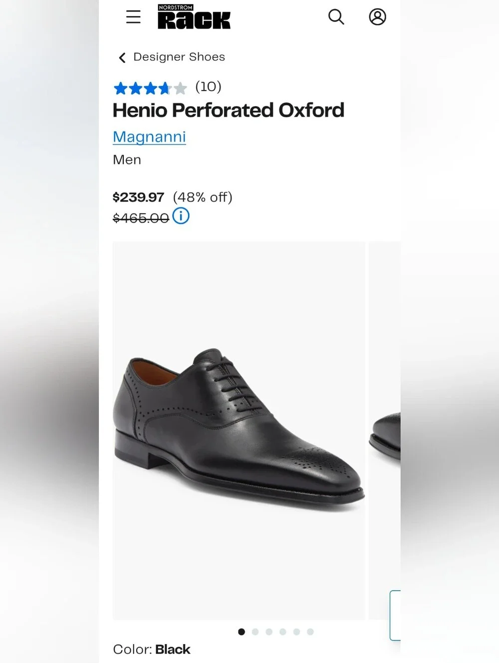 Magnanni 9.5 Black Henio Perforated Oxford